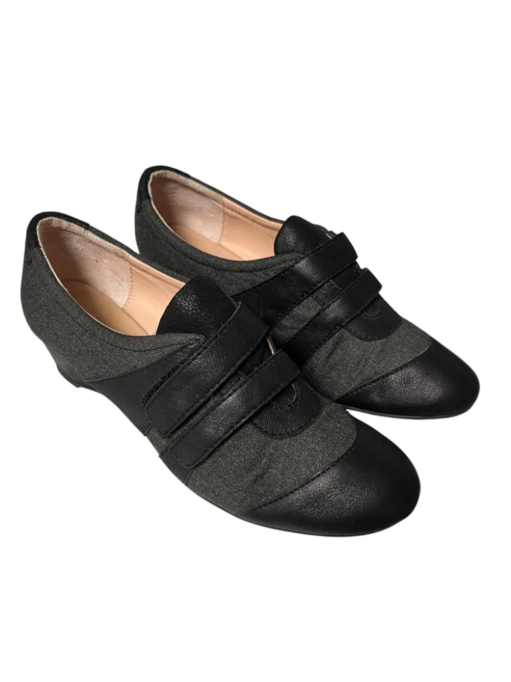 Taryn Rose Black Gray Pople Demi Wedge Sneakers Size 9.5